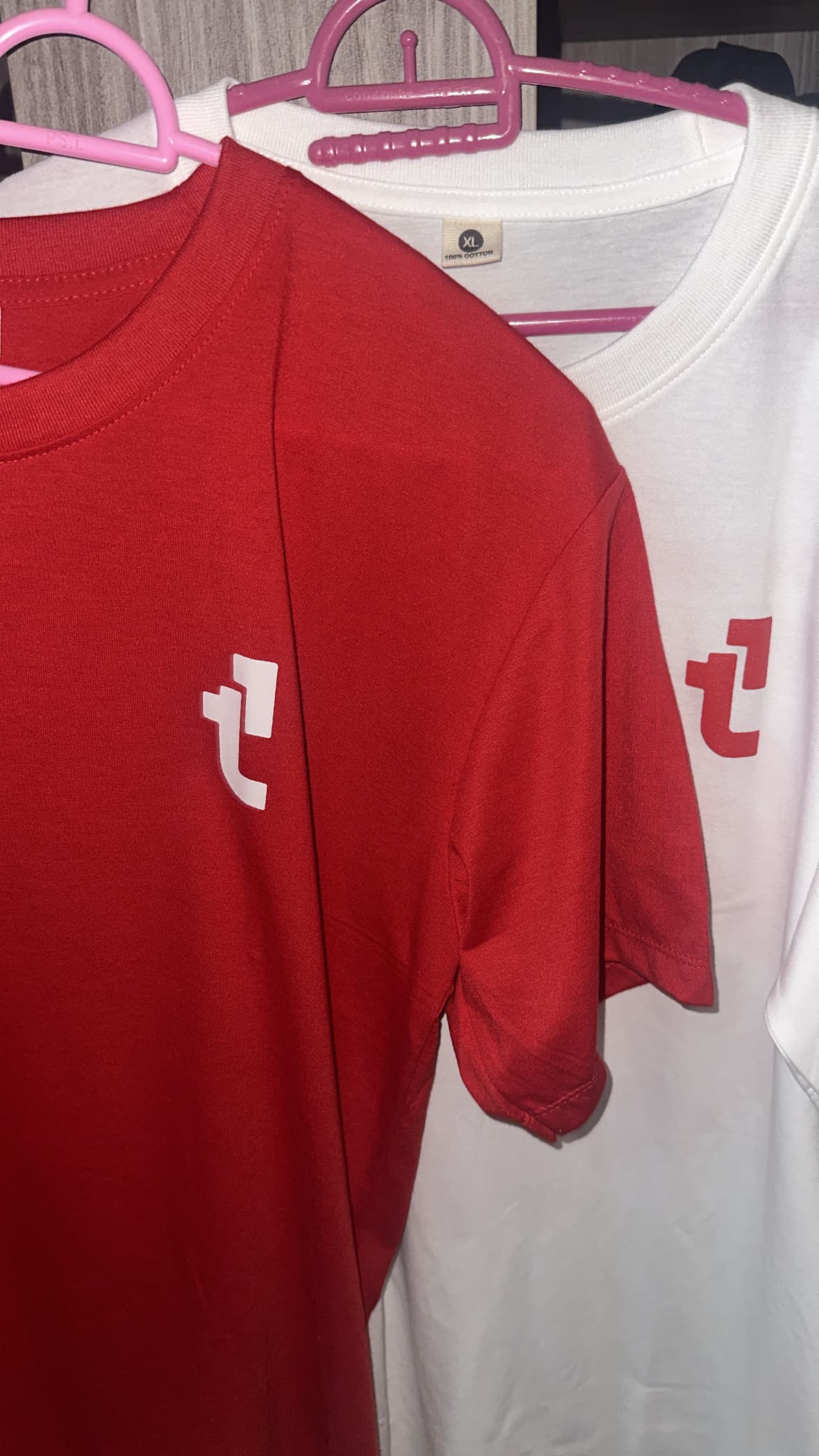 Team1 red and white shirts